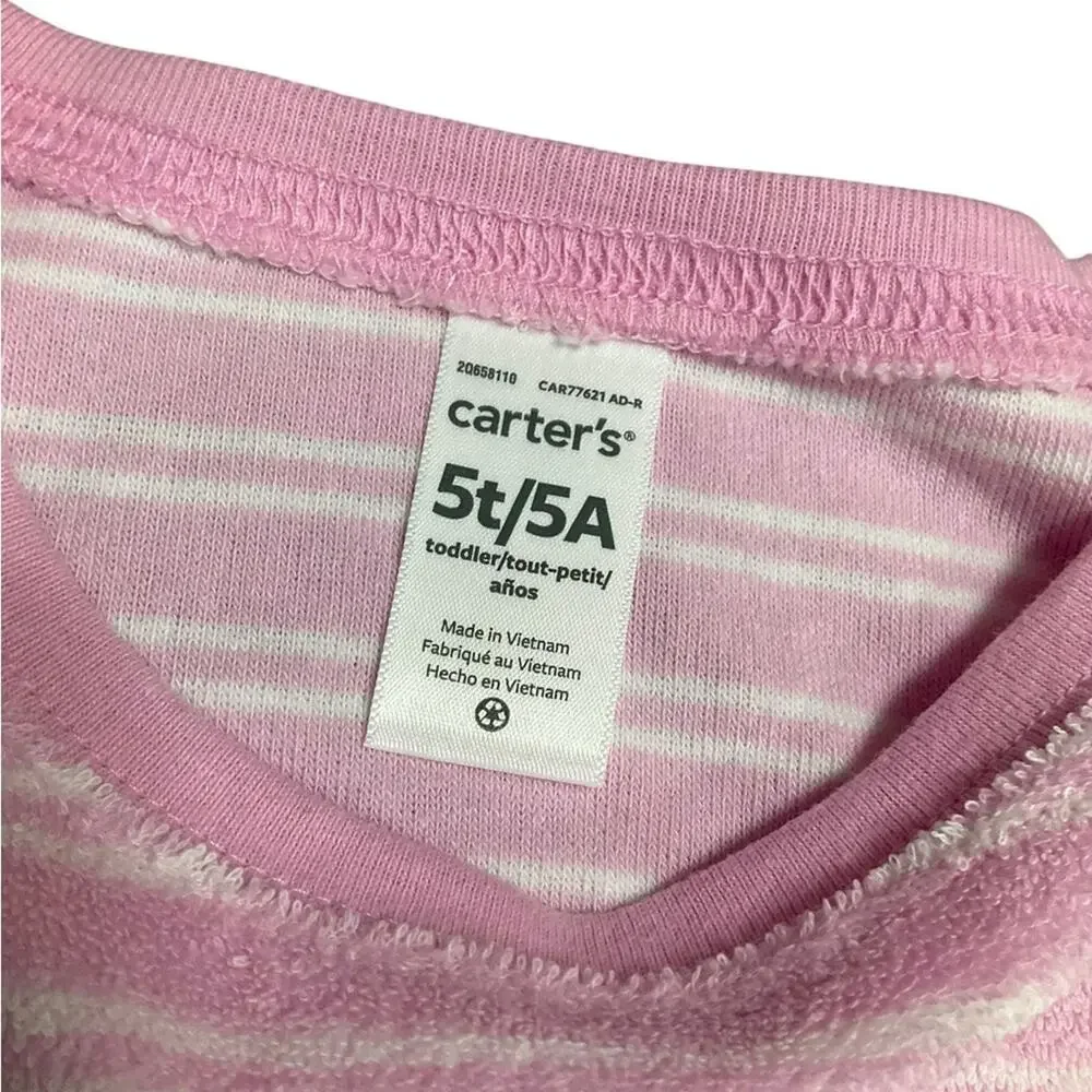 Carter's Girl Striped Terry Top & Shorts Set Pink Size 5T NWT